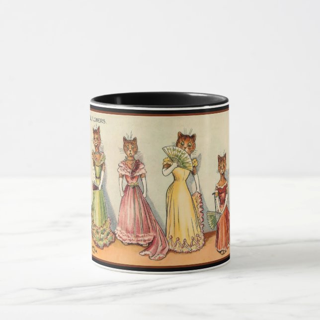 Louis Wain Wallflower Girl Cats Mug (Center)