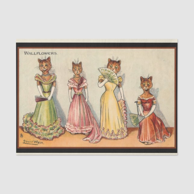 Louis Wain Wallflower Girl Cats Tissue Paper (Front)