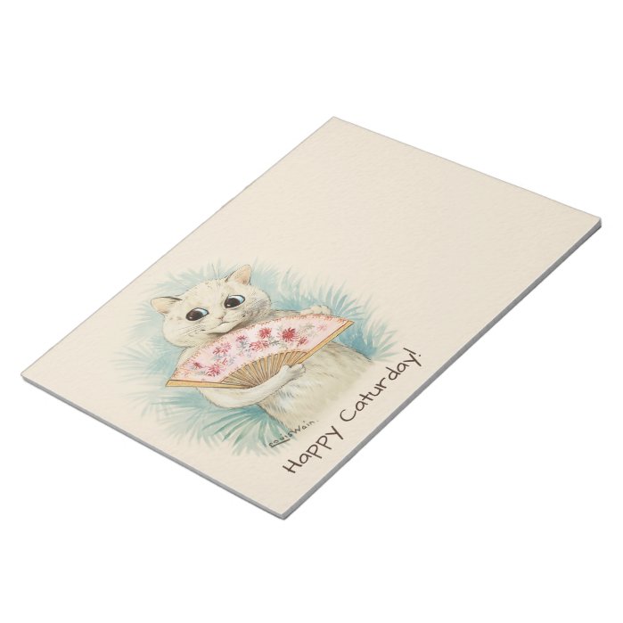 Louis Wain White cat with a fan CC0038 Notepad