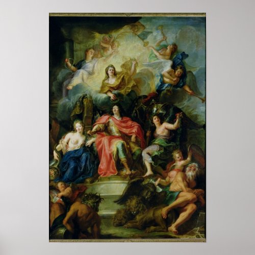 Louis XIV  Crowned by Glory c1686 Poster