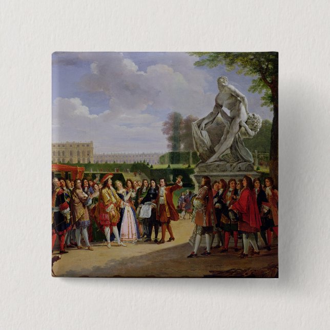 Louis XIV  Dedicating Puget's 'Milo of Pinback Button (Front)