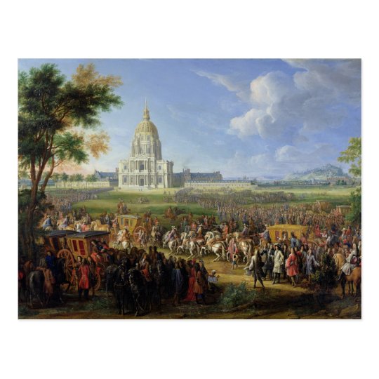 Louis XIV his Entourage Visiting Les Invalides Postcard