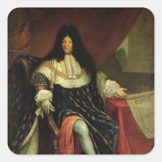 Louis XIV  Holding a Plan of the Maison Royale Square Sticker (Front)