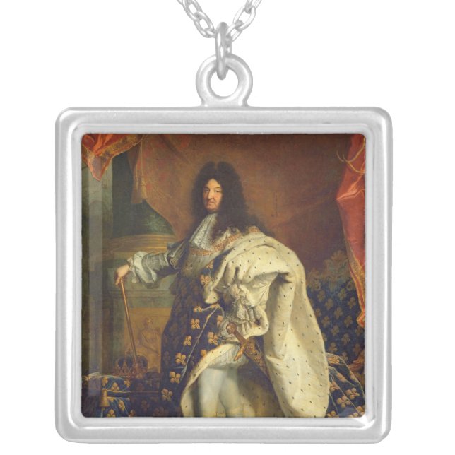Louis XIV in Royal Costume, 1701 Silver Plated Necklace (Front)