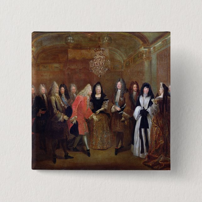 Louis XIV  welcomes the Elector of Saxony Button (Front)