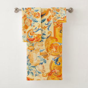 Louis XV Botanical Flowers and Paisleys  Bath Towel Set