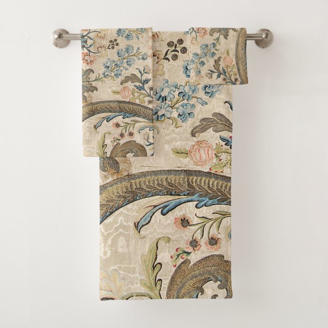Louis XV Floral Print Elegant Bath Towels (Insitu)