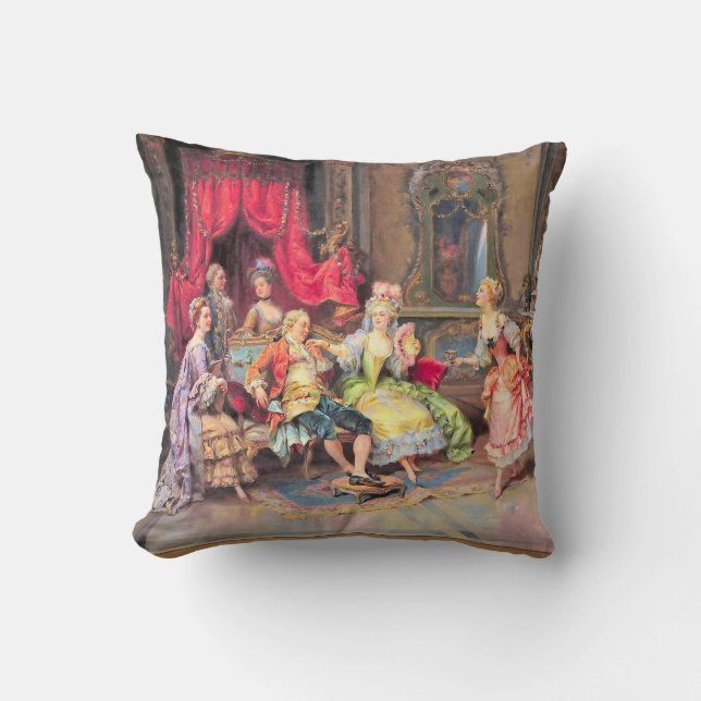 Louis XV French Colorful Motif Throw Pillow (Front)