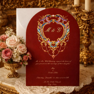 Louis XV Rococo Crest Monogram Photo  Invitation