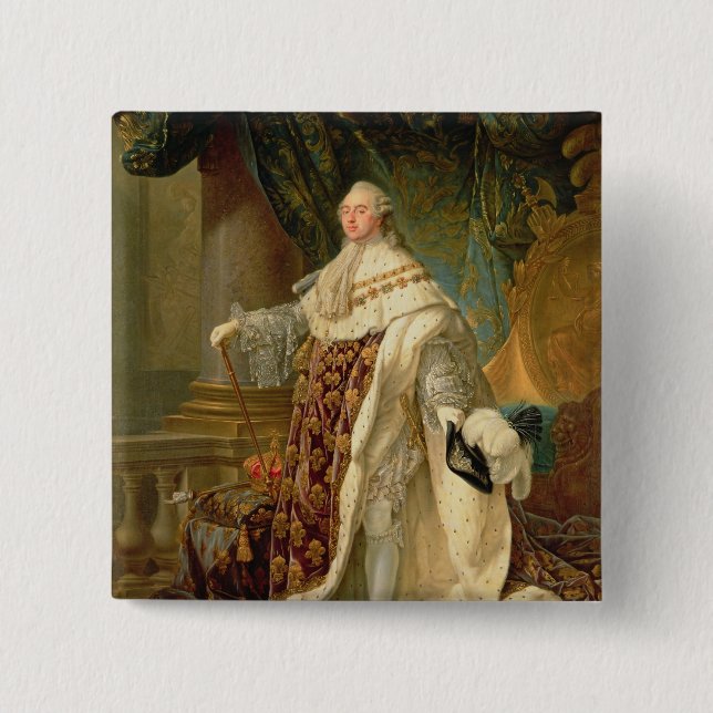 Louis XVI (1754-93) (oil on canvas) Button (Front)