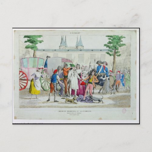 Louis XVI  and his family taken to the Temple Postcard
