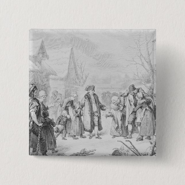 Louis XVI Distributing Alms Pinback Button (Front)
