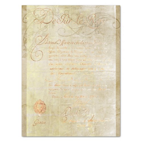 Louis XVI King of France Script Permit Tissue Paper