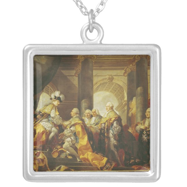 Louis XVI  King of France Silver Plated Necklace (Front)