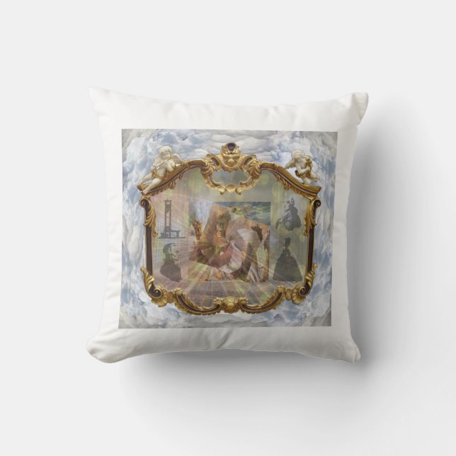 Louis XVI & Marie Antoinette Clouded Mirror 3 Throw Pillow (Front)