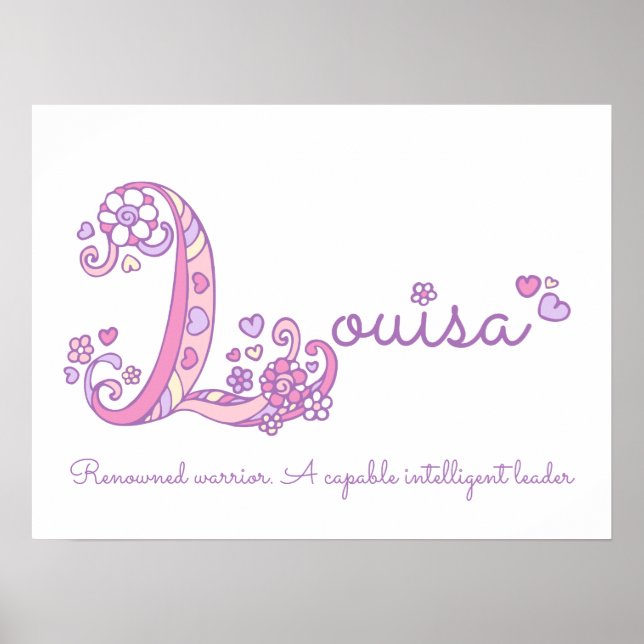 Louisa initial L doodle heart art name meaning Poster (Front)