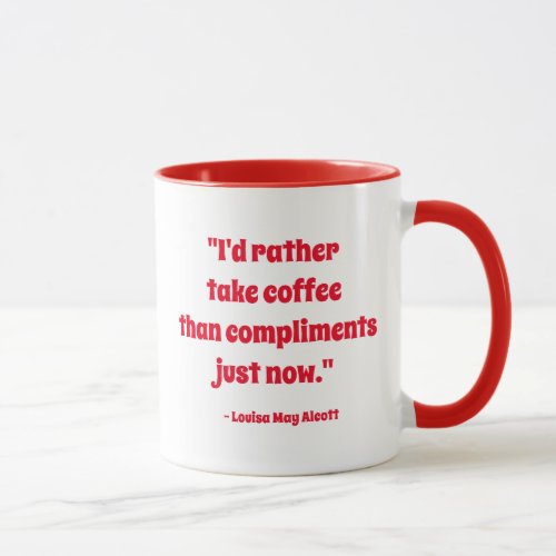 Louisa May Alcott Coffee Quote Square logo Mug