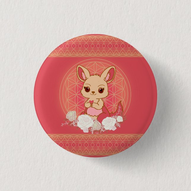 Louisa the Kangaroo Cute Button (Front)