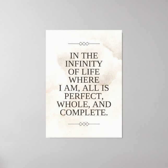 Louise Hay Quote - All is Perfect Canvas Print (Front)