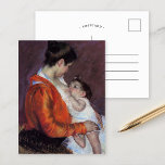 Louise Nursing Her Child | Mary Cassatt Postcard<br><div class="desc">Louise Nursing Her Child (1898) by American impressionist artist Mary Cassatt. The pastel drawing depicts a portrait of a mother nursing her young child,  a common theme in Cassatt's work.

Use the design tools to add custom text or personalize the image.</div>