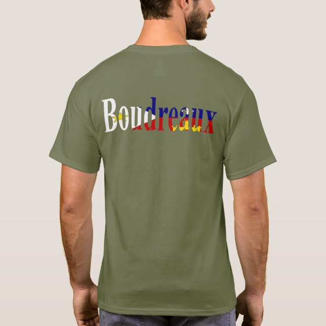 Louisiana Acadian Flag Boudreaux Cajun Heart T-Shirt (Back)