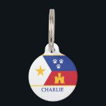 LOUISIANA ACADIAN FLAG PET ID TAG<br><div class="desc">Commemorate your pet's Louisiana roots with our Louisiana Acadian Flag Pet ID Tag. This patriotic tag pays homage to Acadian heritage with its replication of the iconic tri-color flag, complete with the symbolic star, castle, and added paw prints that signify your four-legged family member's importance. Beneath the proud flag design,...</div>