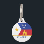 LOUISIANA ACADIAN FLAG PET ID TAG<br><div class="desc">Commemorate your pet's Louisiana roots with our Louisiana Acadian Flag Pet ID Tag. This patriotic tag pays homage to Acadian heritage with its replication of the iconic tri-color flag, complete with the symbolic star, castle, and added paw prints that signify your four-legged family member's importance. Beneath the proud flag design,...</div>