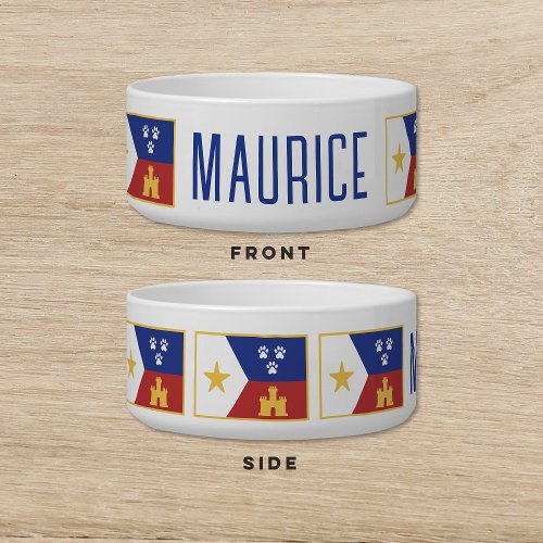 Louisiana Acadian Flag White Dog Cat Pet Bowl