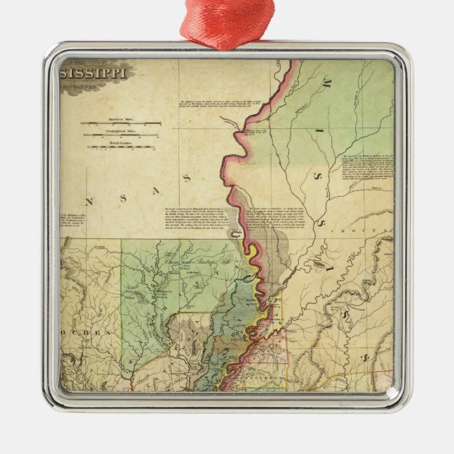 Louisiana and Mississippi Metal Ornament (Front)