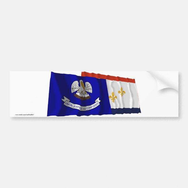 Louisiana and New Orleans Flags Bumper Sticker (Front)