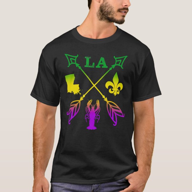 Louisiana Arrow New Orleans Mardi Gras T-Shirt (Front)