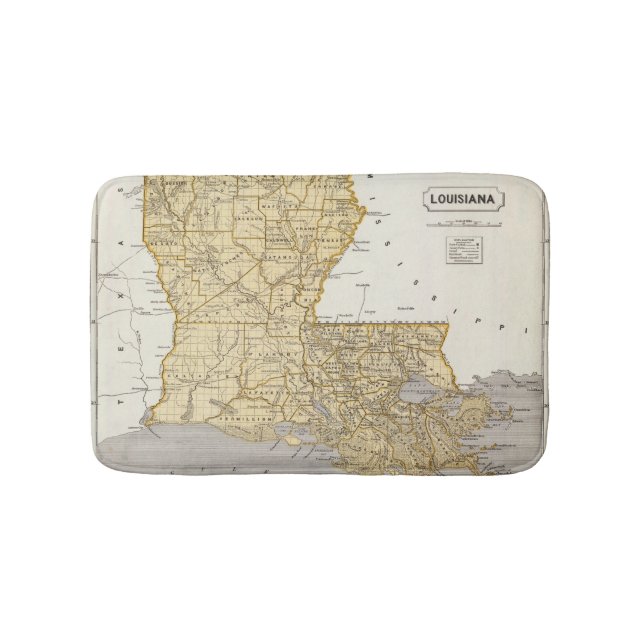 Louisiana Atlas Map Bathroom Mat (Front)