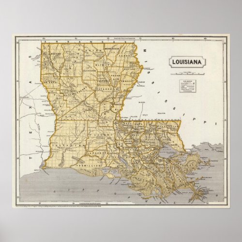 Louisiana Atlas Map Poster