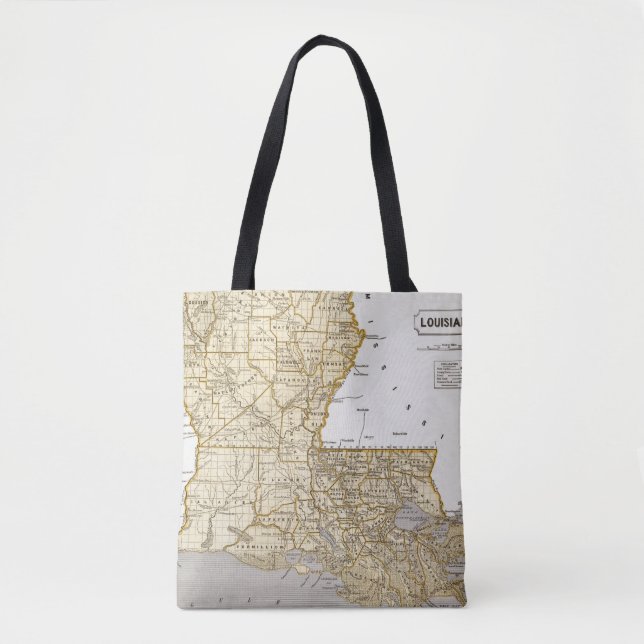 Louisiana Atlas Map Tote Bag (Front)