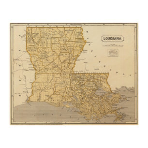 Louisiana Atlas Map Wood Wall Decor