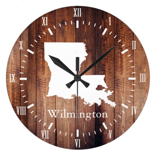 Louisiana Barn Wood Planks White Roman Numeral Large Clock