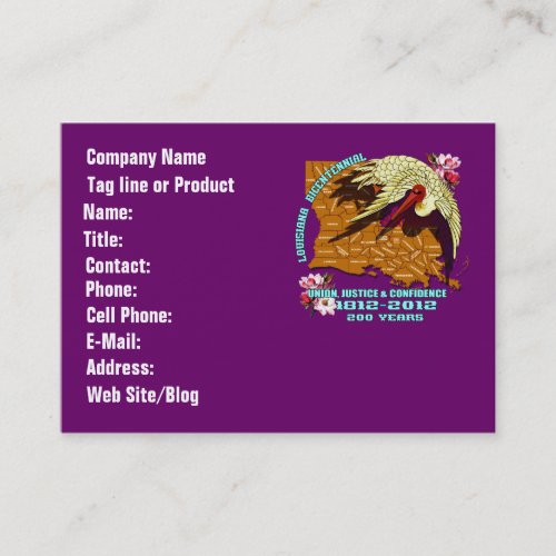 Louisiana Bicentennial Mardi Gras Party See Notes Business Card Template
