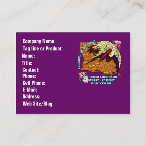 Customizable Louisiana Bicentennial Mardi Gras Party See Notes Business Card Template