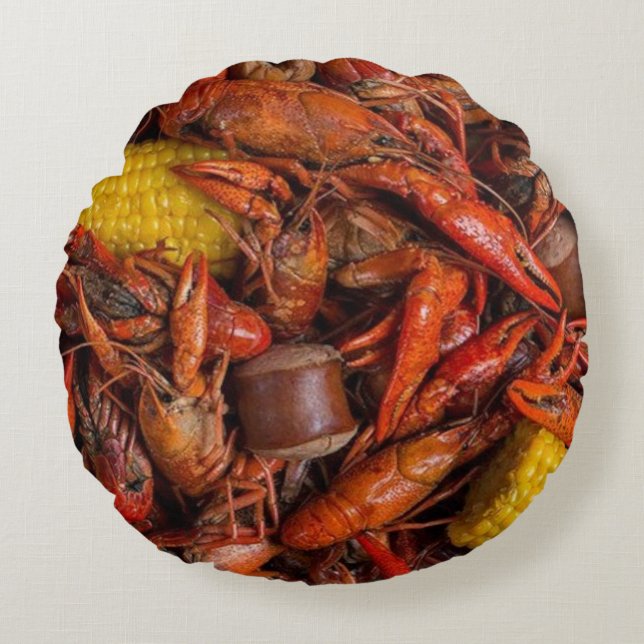 Louisiana Boiled Crawfish, New Orleans, Funny Round Pillow (Front)