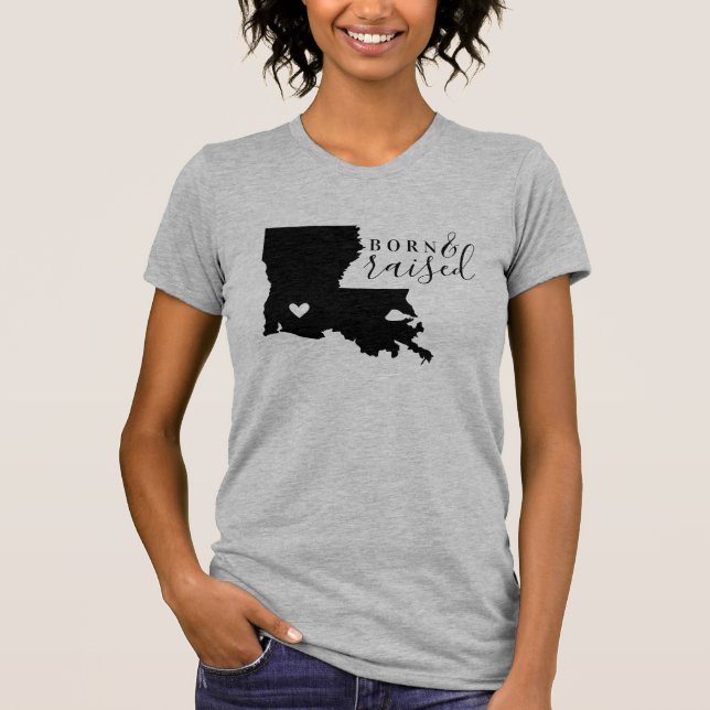 Louisiana Born and Raised State Tee (Front)