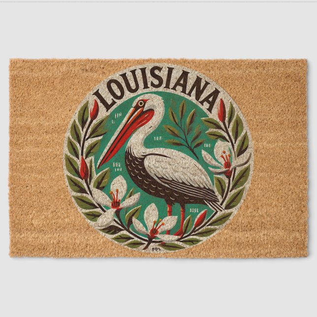 Louisiana Brown pelican State Bird                 Fiber Doormat (Front)