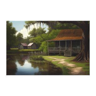 The Red Pirogue, Louisiana Bayou, Louisiana Swamp Cabin, FREE