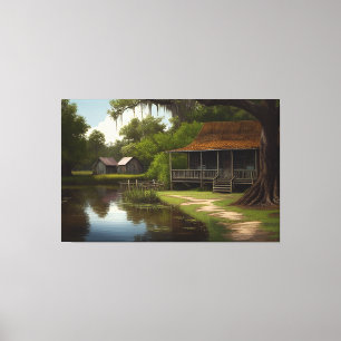 Louisiana Cabin, Louisiana Art, Cajun Culture Canvas Print