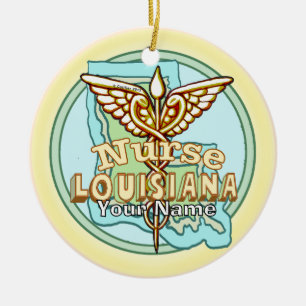 Louisiana Caduceus Nurse  Ceramic Ornament