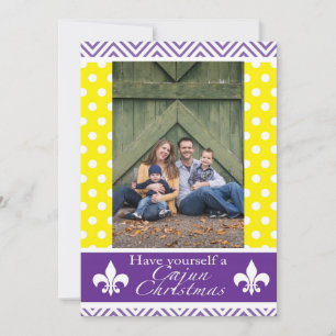 Louisiana Cajun Christmas Cards- Purple and Yellow Holiday Card