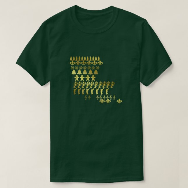 Louisiana Cajun Christmas Holiday Gold Print Tee (Design Front)