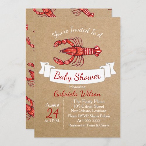 Louisiana Cajun Crawfish Baby Shower Invitation