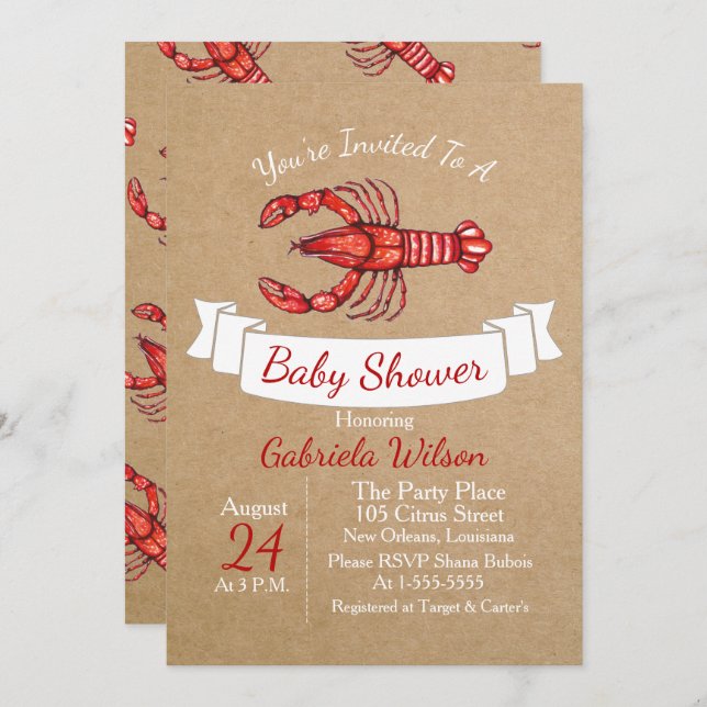 Louisiana Cajun Crawfish Baby Shower Invitation (Front/Back)