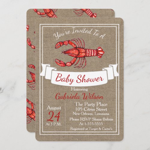 Louisiana Cajun Crawfish Baby Shower Invitation