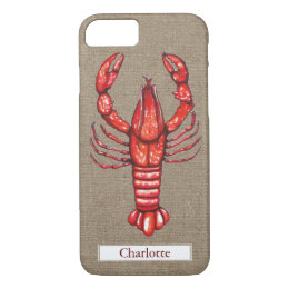Louisiana Cajun Crawfish Burlap Custom Name iPhone 8/7 Case